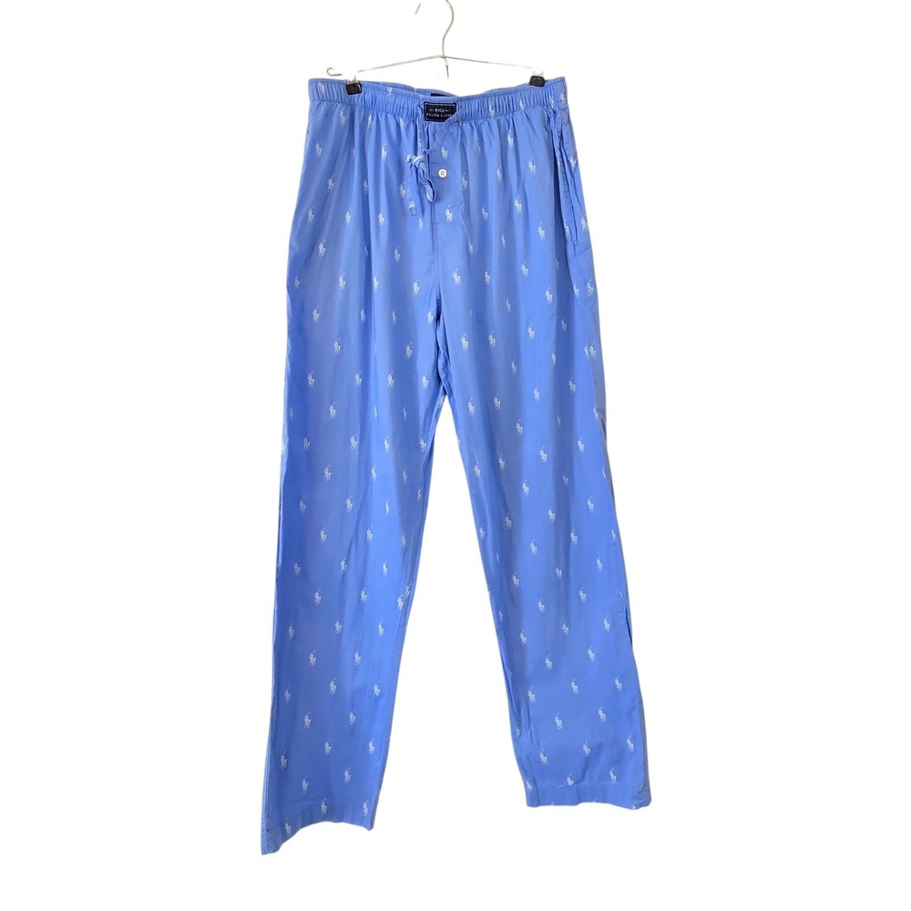 Polo Ralph Lauren Mens Blue All Over Pony Print Cotton Pajama Pants Medium
